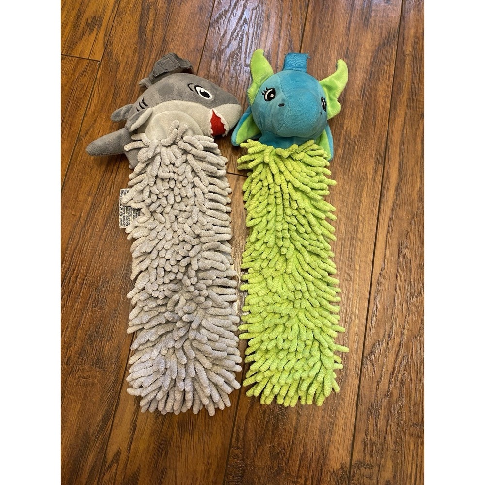 Norwex Pet To Dry Kids Hand Towel Green Dragon & Gray Shark Lot Of (2)